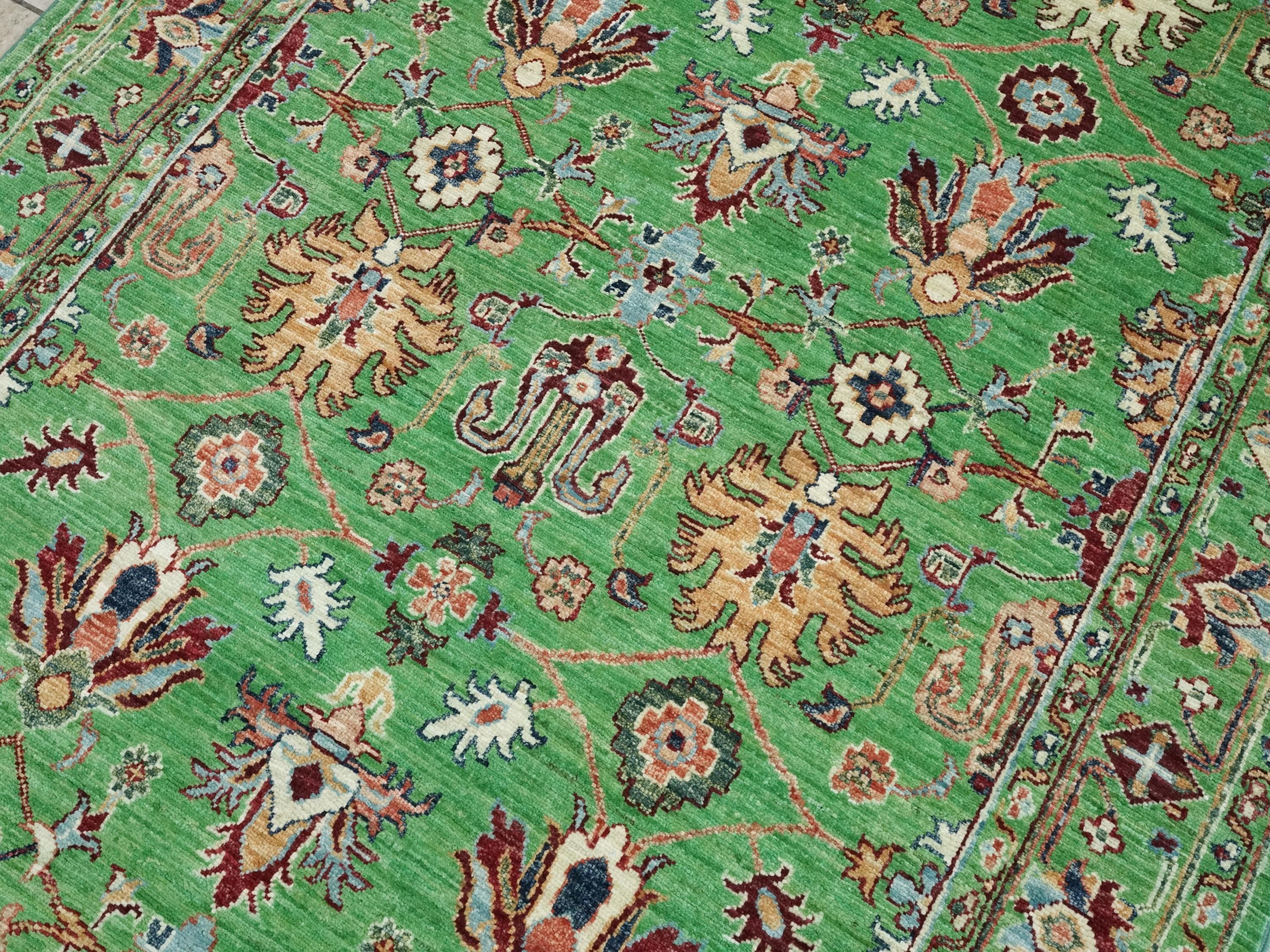 4x6 Ft Green Bidjar Rug - Hand Knotted Oriental Rug - Persian Design