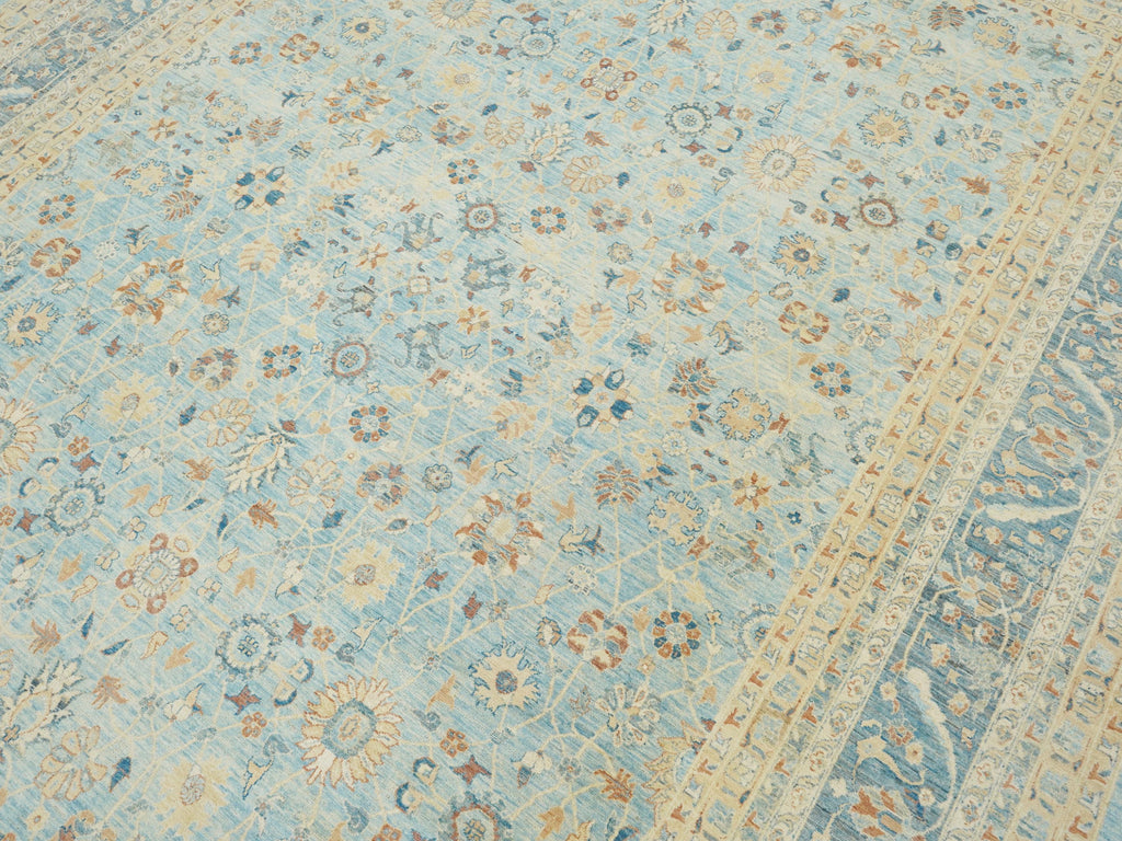 9x13 Ft Light Blue Serapi Rug - Hand Knotted Antique Rug - Persian Design