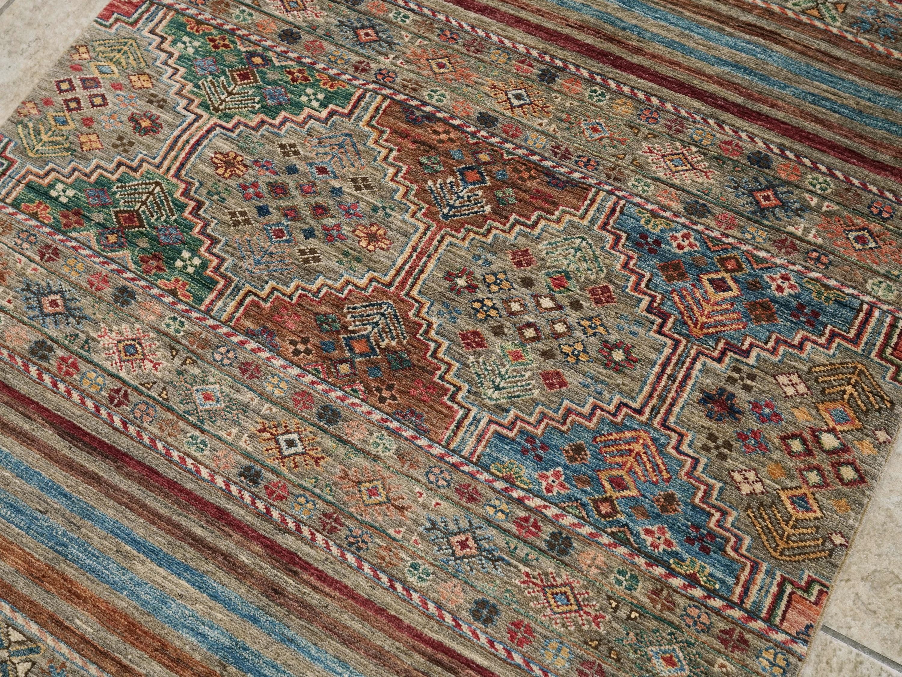 3x5 Ft Hand Knotted Khorjin Rug - Colorful Oriental Rug