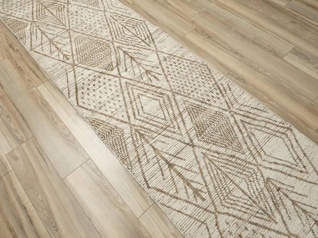 13 Ft Beige Moroccan Runner Rug - Afghan Tribal Rug