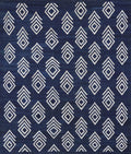 8x10 Ft Dark Blue Kilim Rug - Flat Weave Area Rug - Abstract Design