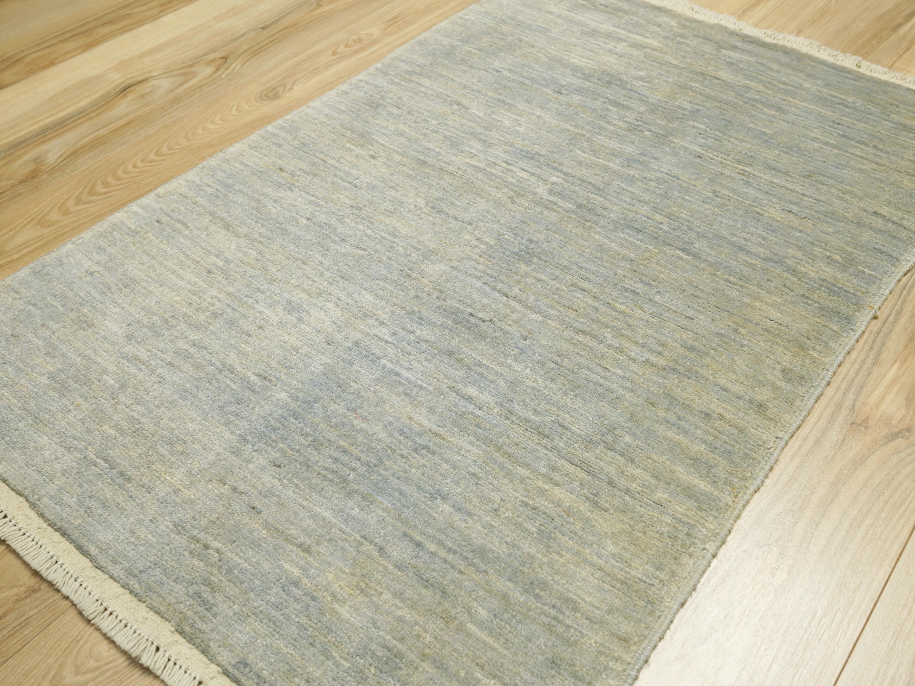 2x3 Ft Light Gray Gabbeh Rug - Afghan Wool Accent Rug