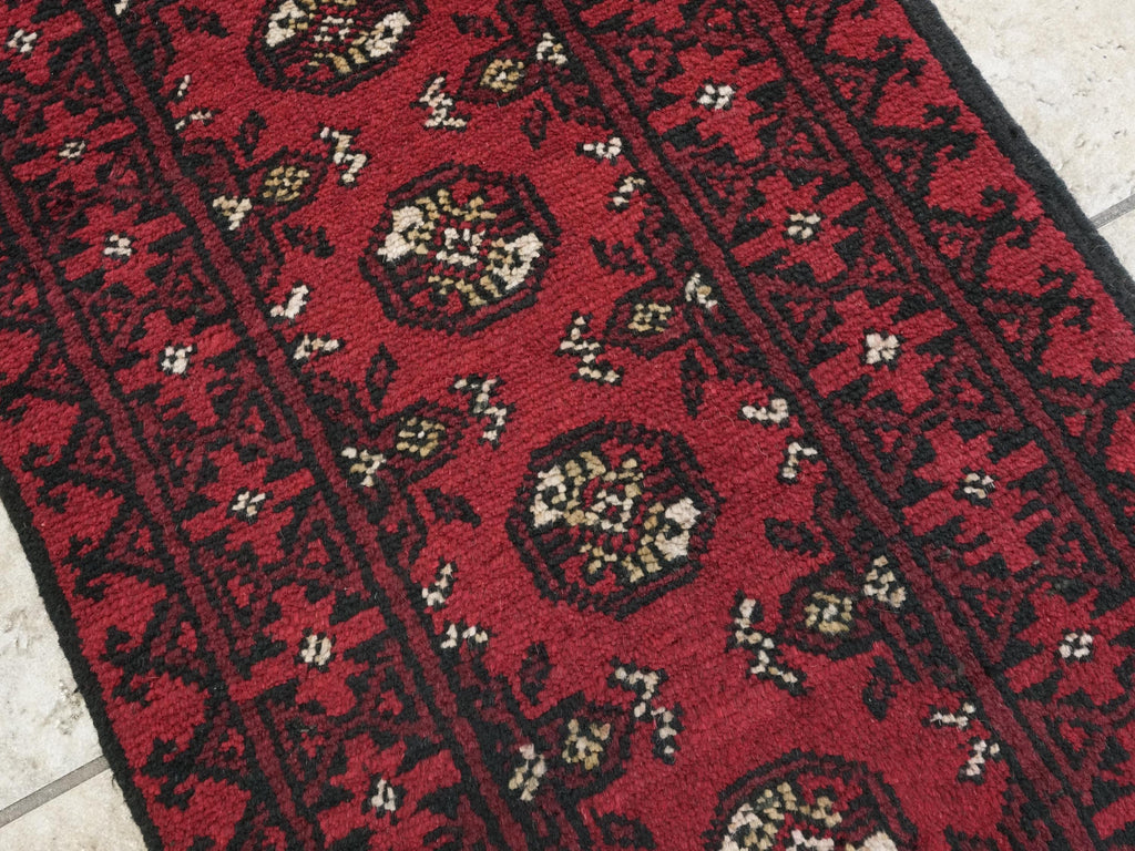 2x3 Ft Red Khal Mohammadi Rug - Hand Knotted Turkmen Wool Rug