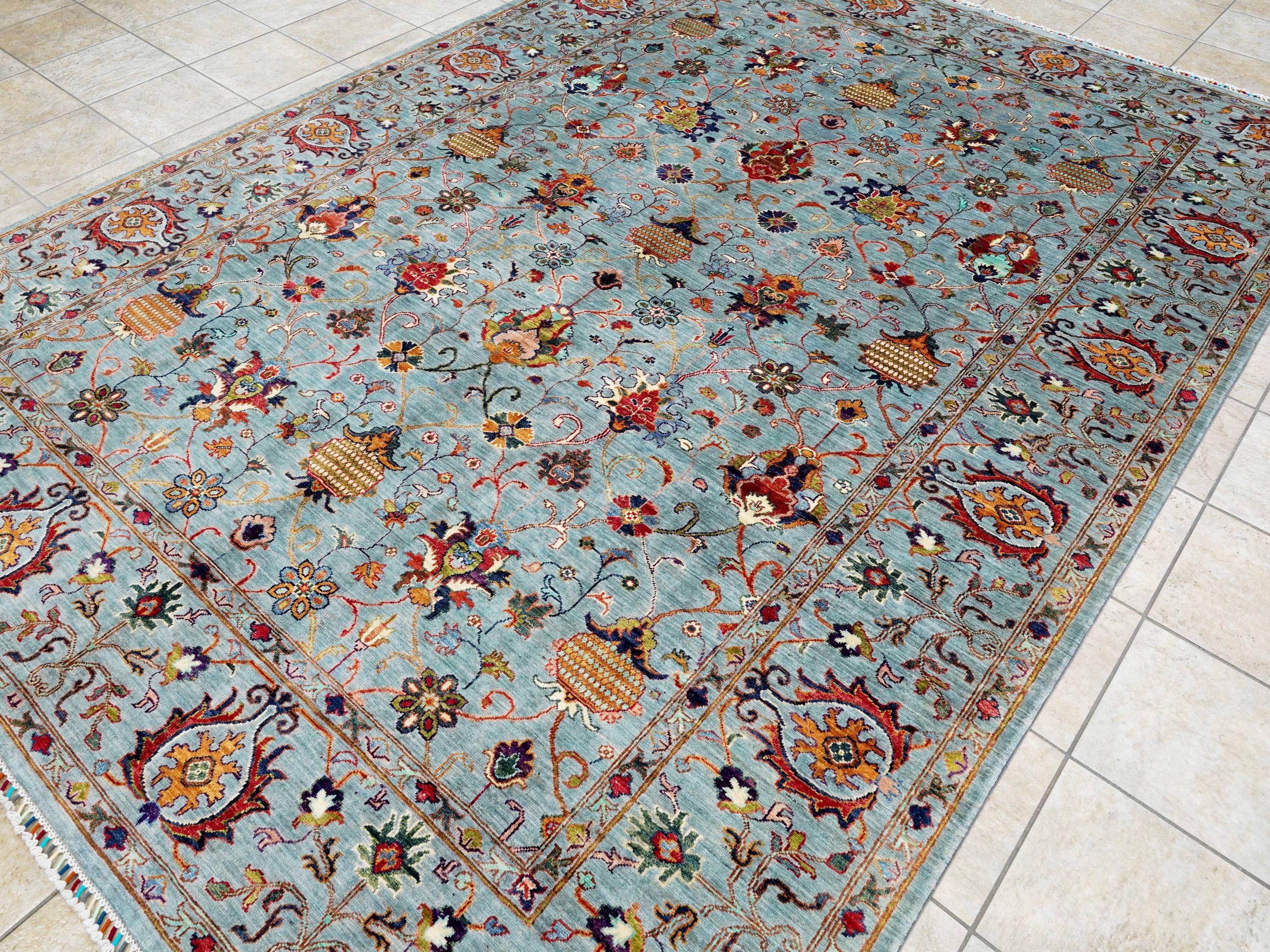 9x12 Ft Gray Serapi Rug - Afghan Oriental Area Rug - Persian Design