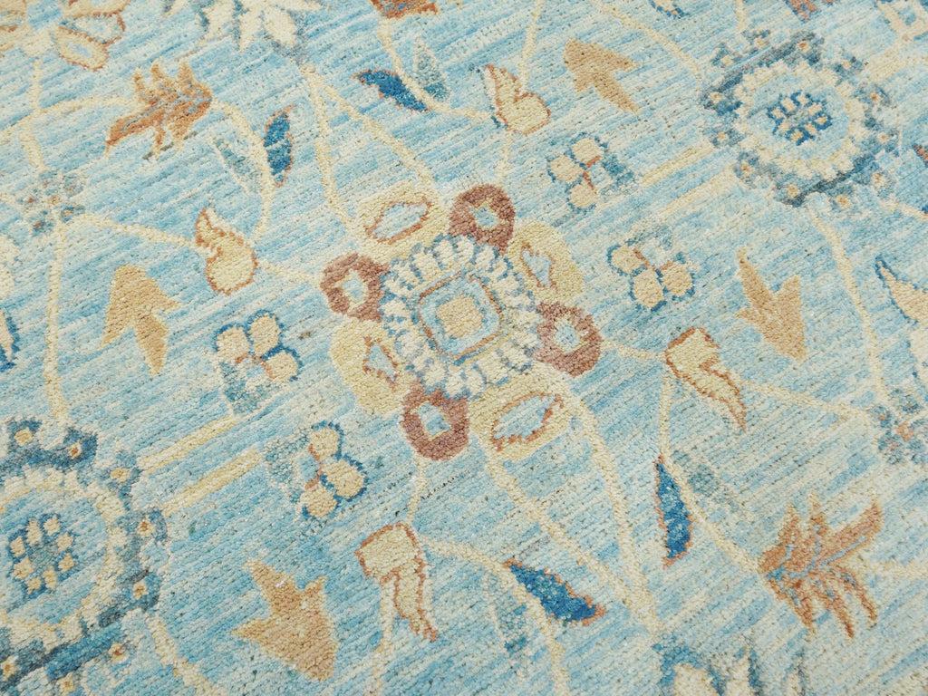 9x13 Ft Light Blue Serapi Rug - Hand Knotted Antique Rug - Persian Design