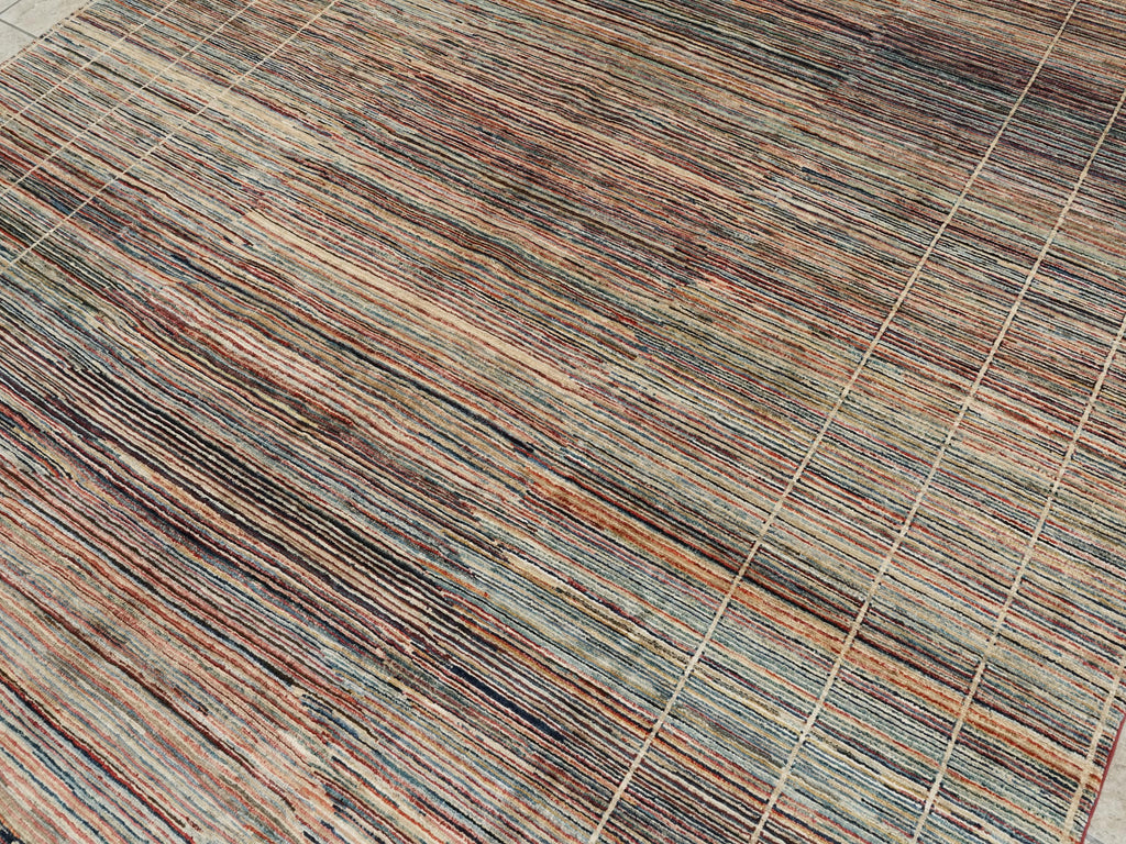8x10 Ft Stripped Gabbeh Rug - Hand Knotted Wool Area Rug