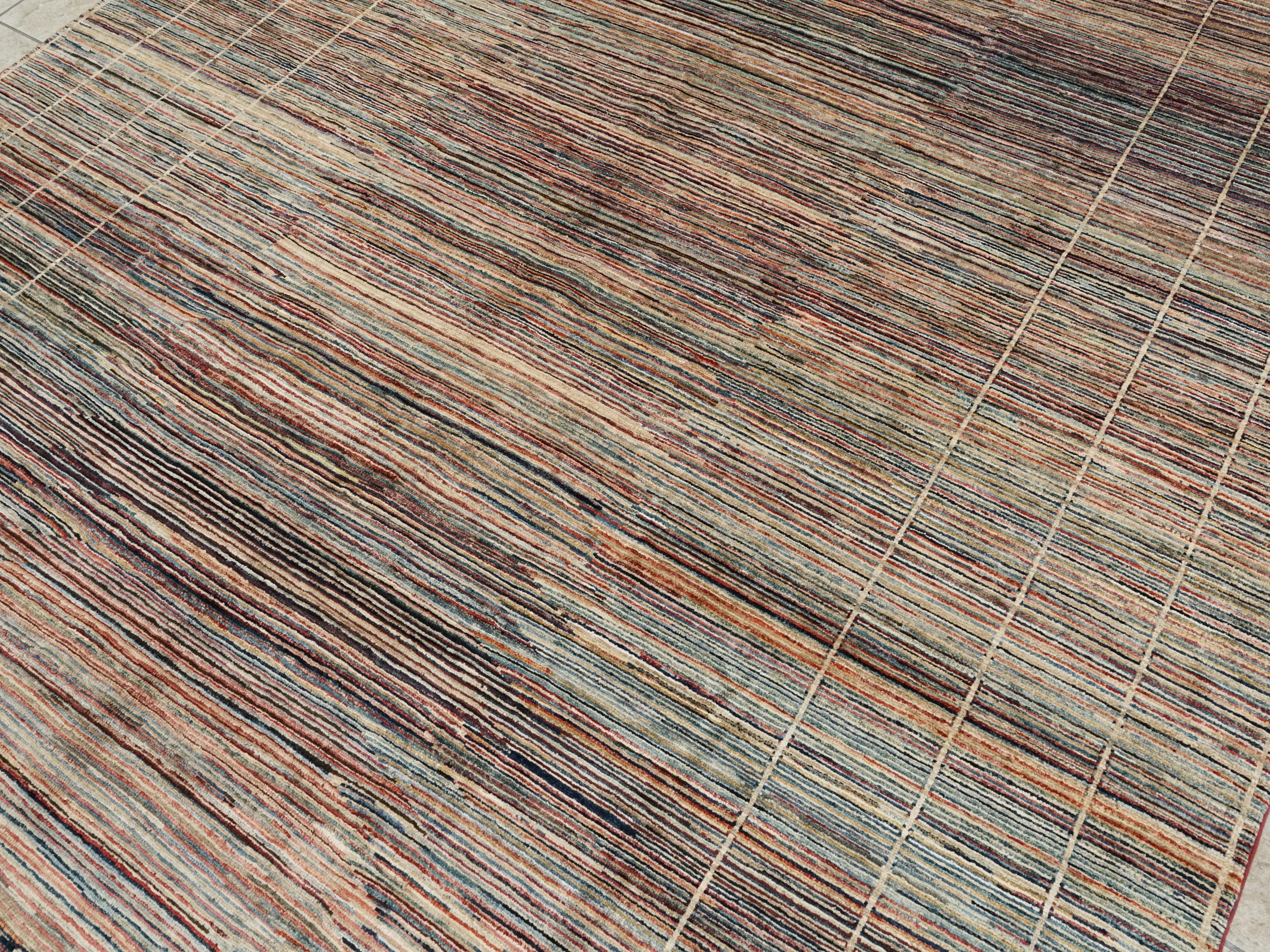8x10 Ft Stripped Gabbeh Rug - Hand Knotted Wool Area Rug
