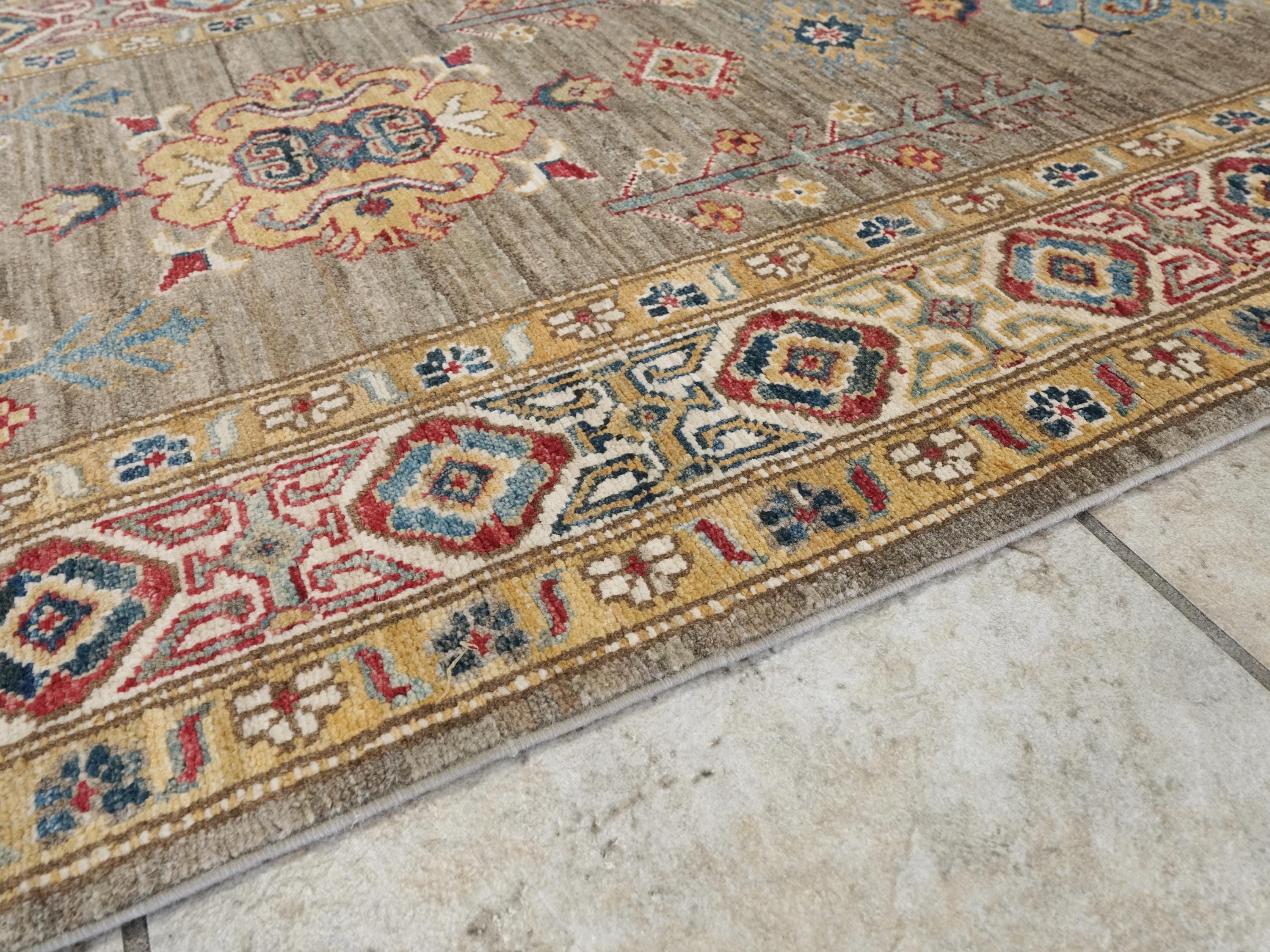 13 Ft Beige Kazak Runner Rug - Hand Knotted Wool Rug