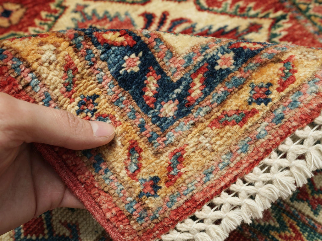 3x4 Ft Handmade Red Kazak Rug - Afghan Wool Oriental Rug