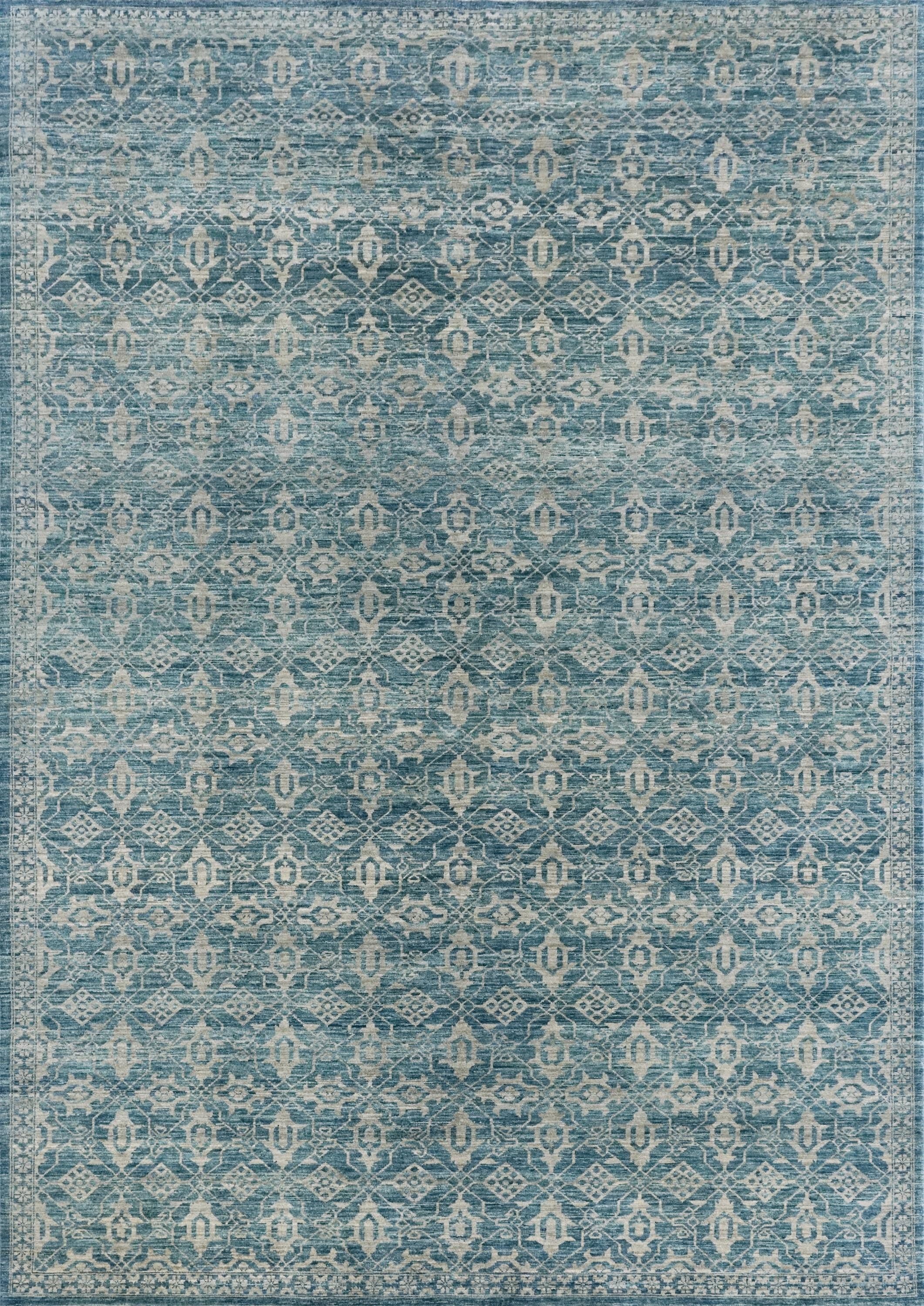 6x9 Ft Blue Heriz Rug - Hand Knotted Area Rug - Persian Design
