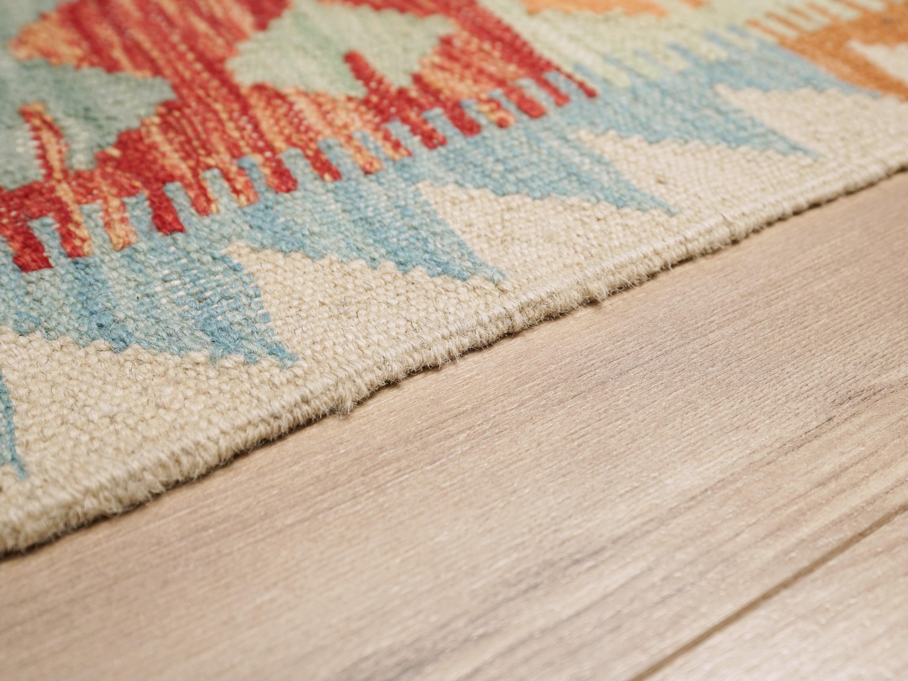 5x6 Ft Orange Kilim Rug - Afghan Flat Weave