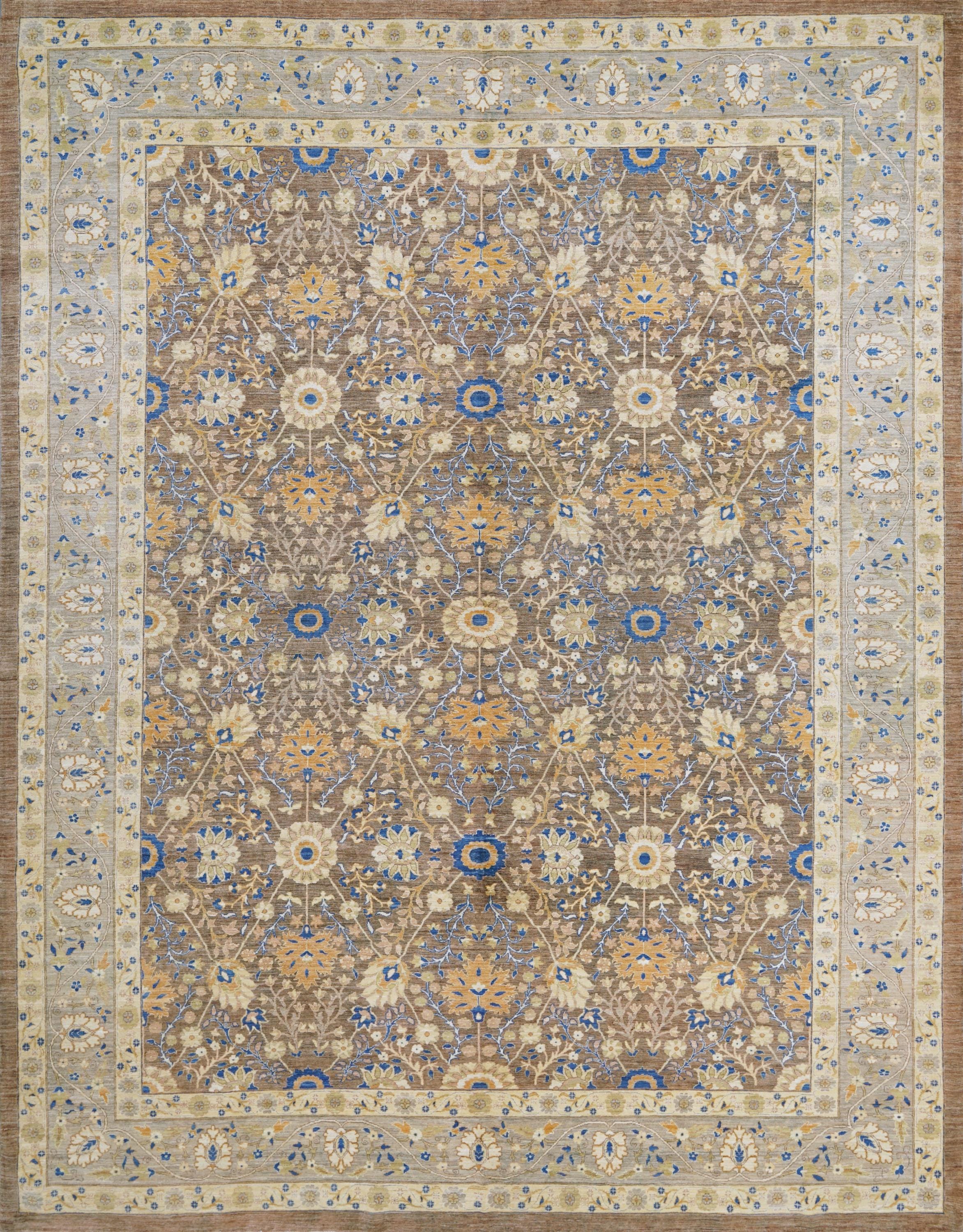 9x13 Ft Brown Bidjar Rug - Hand Knotted Oriental Area Rug - Persian Design