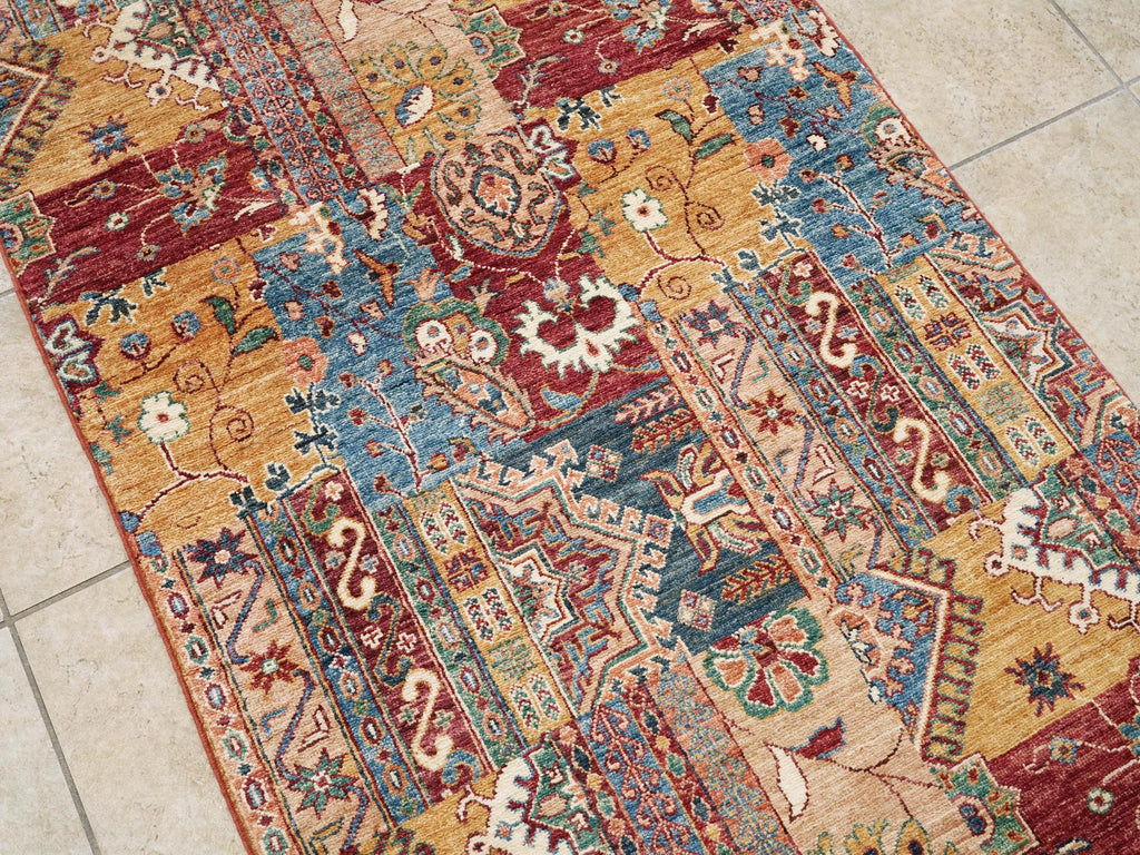 3x5 Ft Hand Knotted Red Gabbeh Rug - Wool Oriental Rug