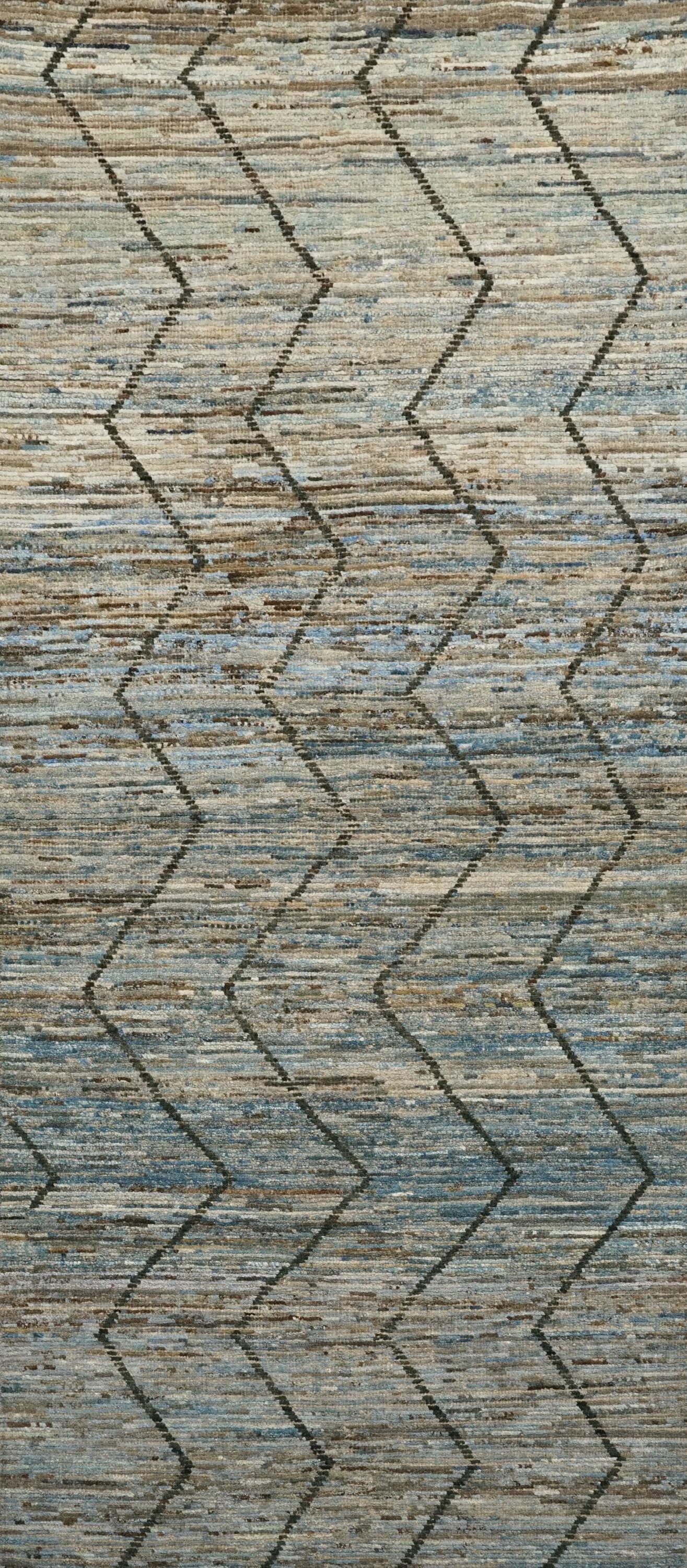 10 Ft Blue Moroccan Runner Rug - Afghan Wool Hallway Rug