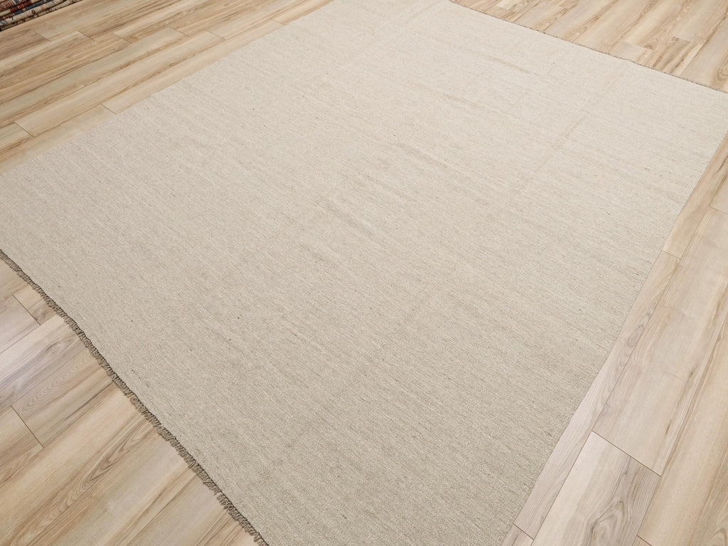 8x10 Ft Beige Kilim Rug - Handwoven Afghan Wool Rug