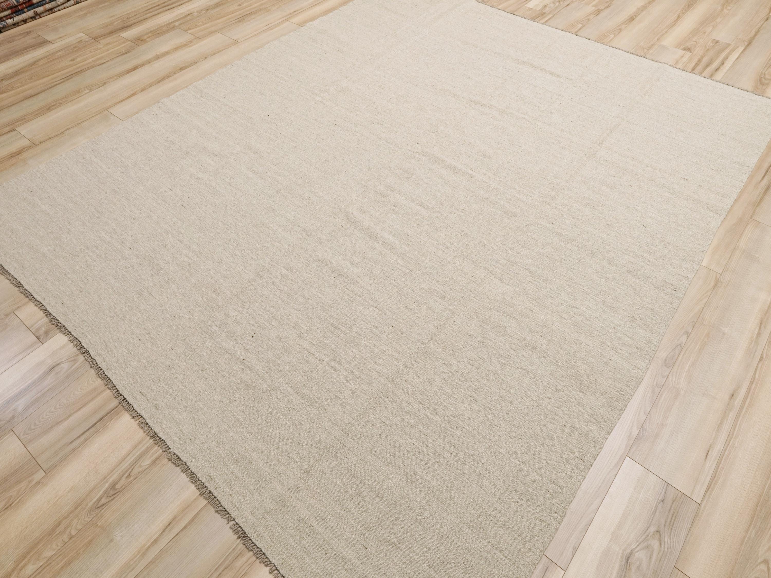 8x10 Ft Beige Kilim Rug - Handwoven Afghan Wool Rug