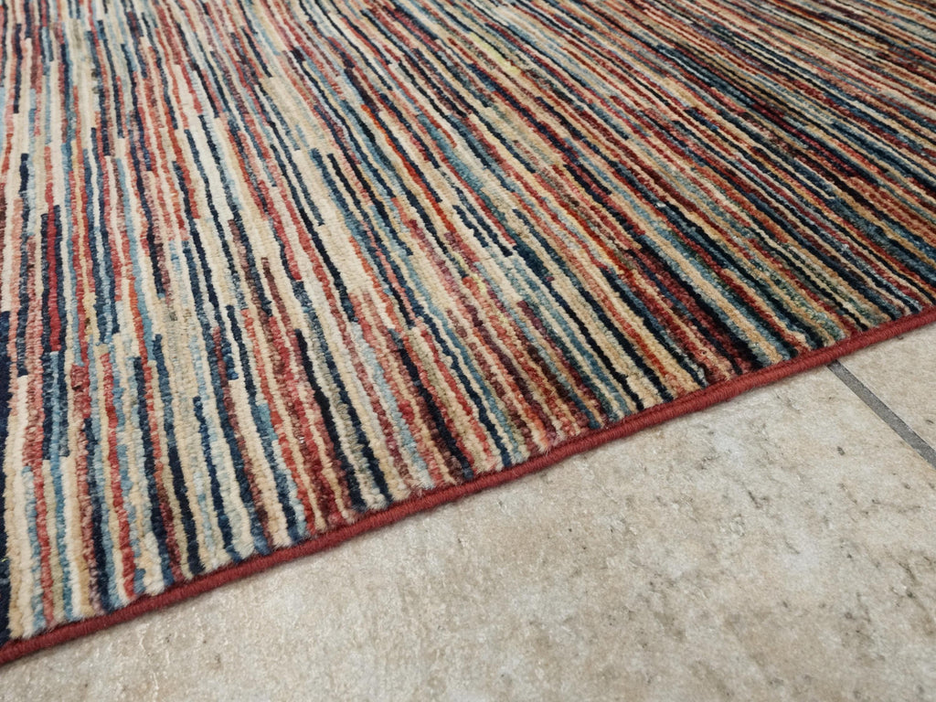 8x10 Ft Hand Knotted Gabbeh Rug - Striped Area Rug