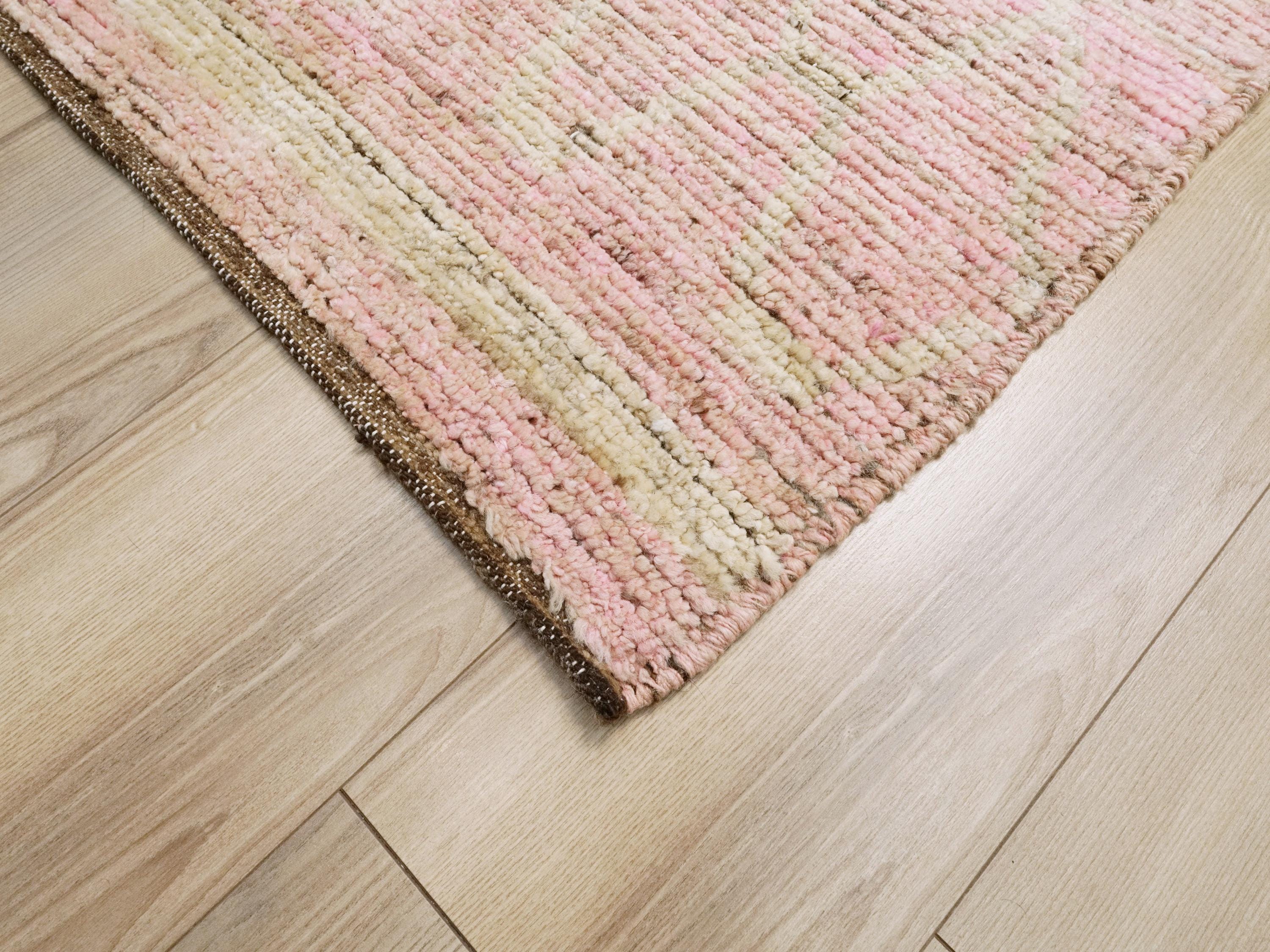 6x9 Ft Pink Moroccan Rug - Afghan Handmade Area Rug