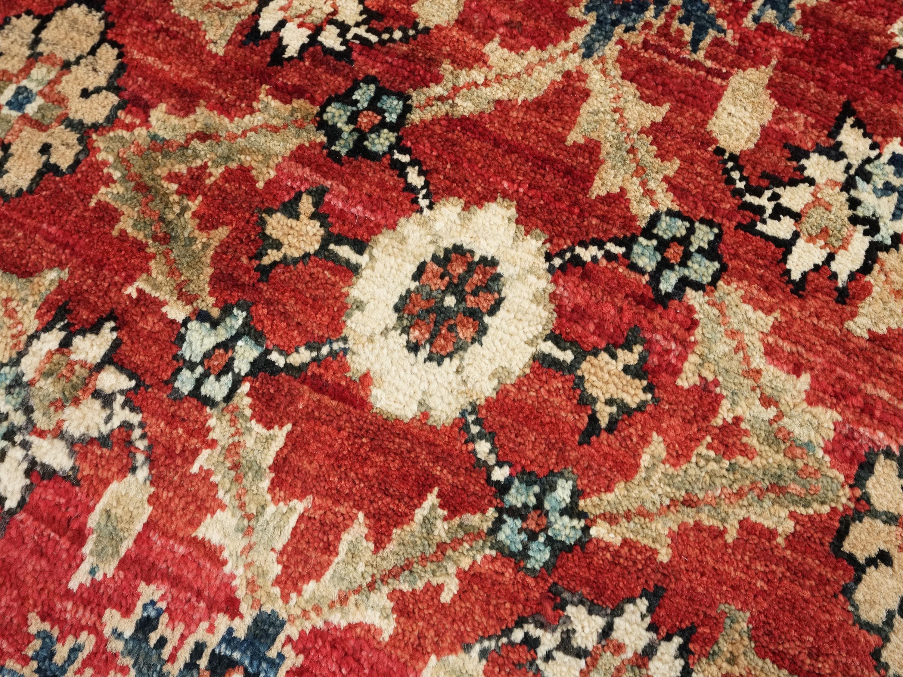 2x3 Ft Handmade Afghan Serapi Rug - Red Oriental Ghazni Wool Doormat