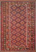 9x14 Ft Burgundy Maimana Kilim Rug - Vintage Flat Weave - Tribal Design
