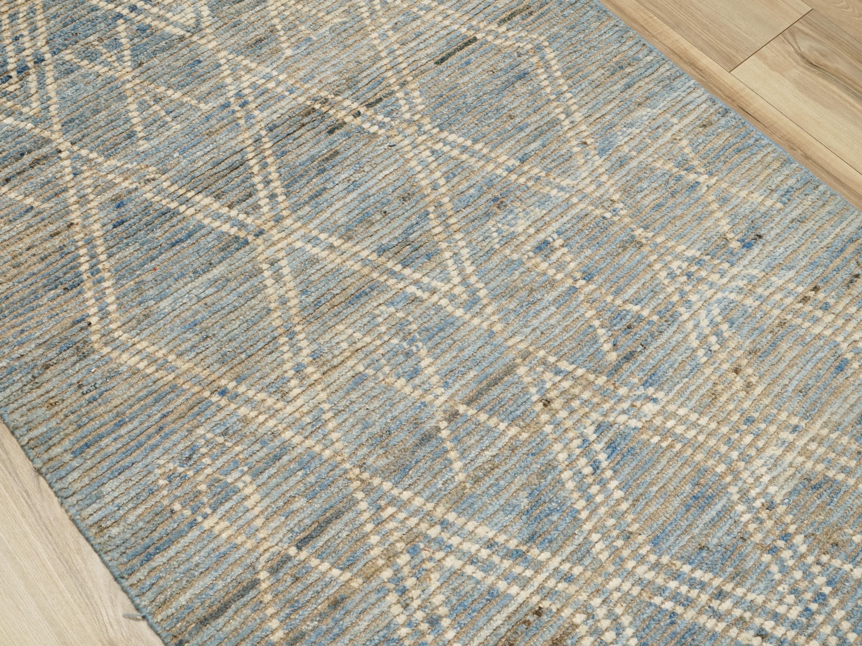 3x5 Ft Blue Moroccan Rug - Hand Knotted Afghan Rug