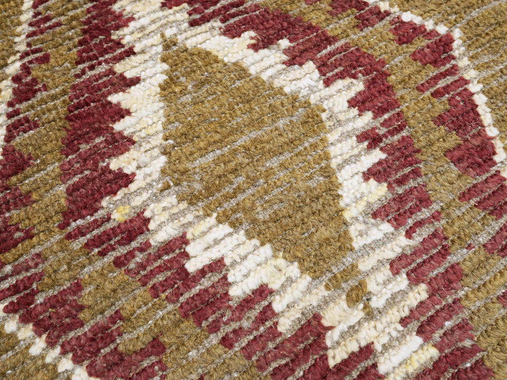6x9 Ft Brown & Red Moroccan Rug - Hand Knotted Tribal Design