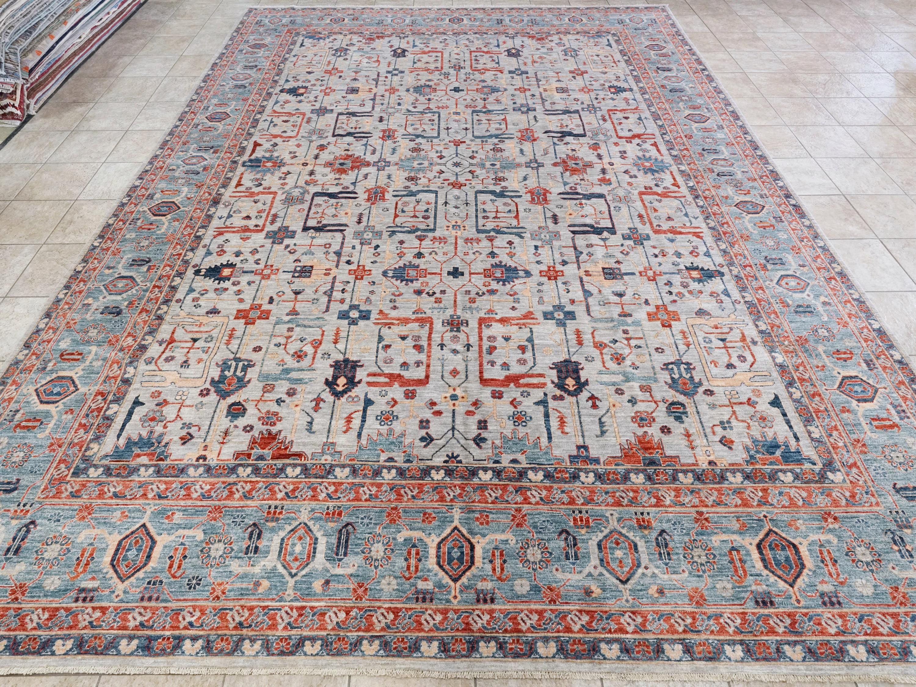12x15 Ft Gray Heriz Rug - Handmade Afghan Area Rug - Oversize