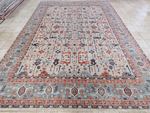 12x15 Ft Gray Heriz Rug - Handmade Afghan Area Rug - Oversize