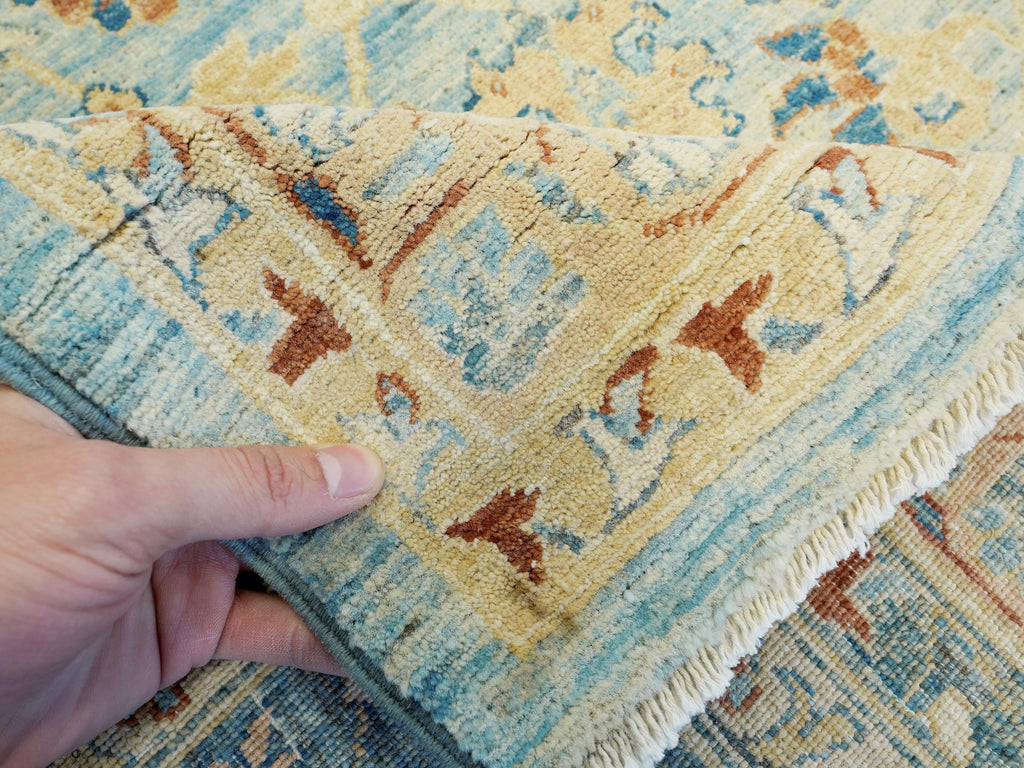9x13 Ft Light Blue Serapi Rug - Hand Knotted Antique Rug - Persian Design