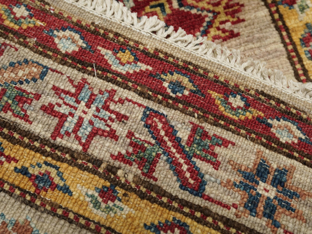 2x3 Ft Beige Kazak Rug - Afghan Wool Accent Rug