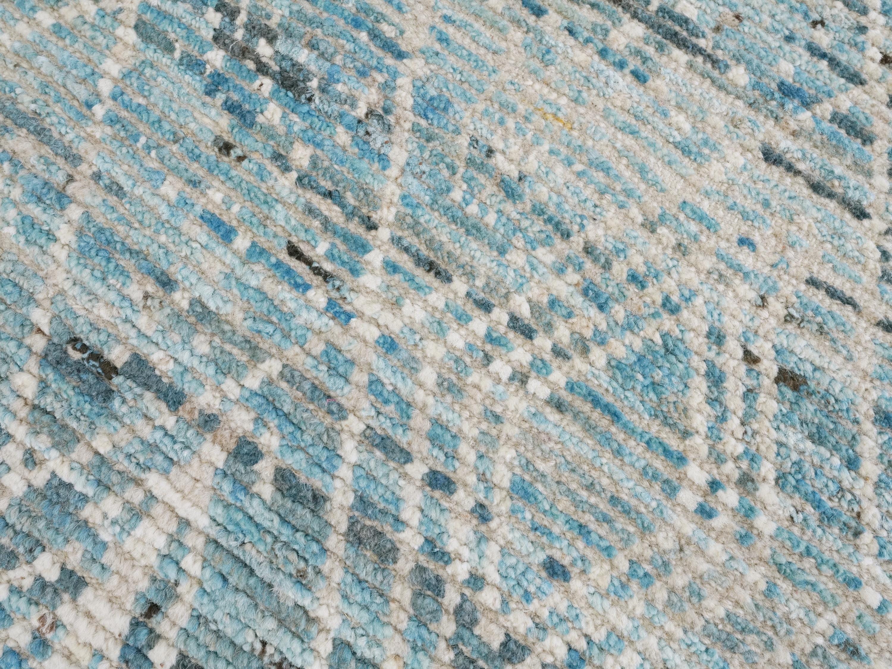 4x4 Ft Blue Moroccan Rug - Hand Knotted Wool Rug
