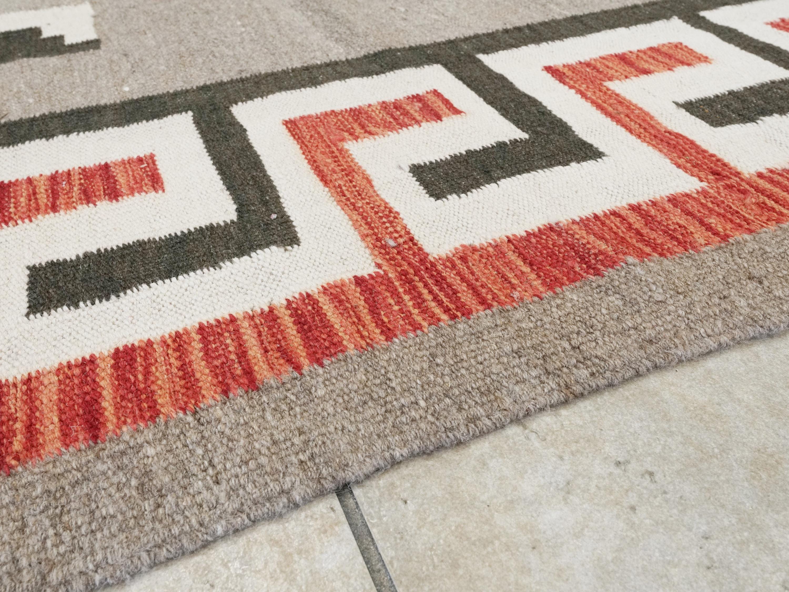 8x10 Ft Red Navajo Rug - Flat Weave Tribal Rug