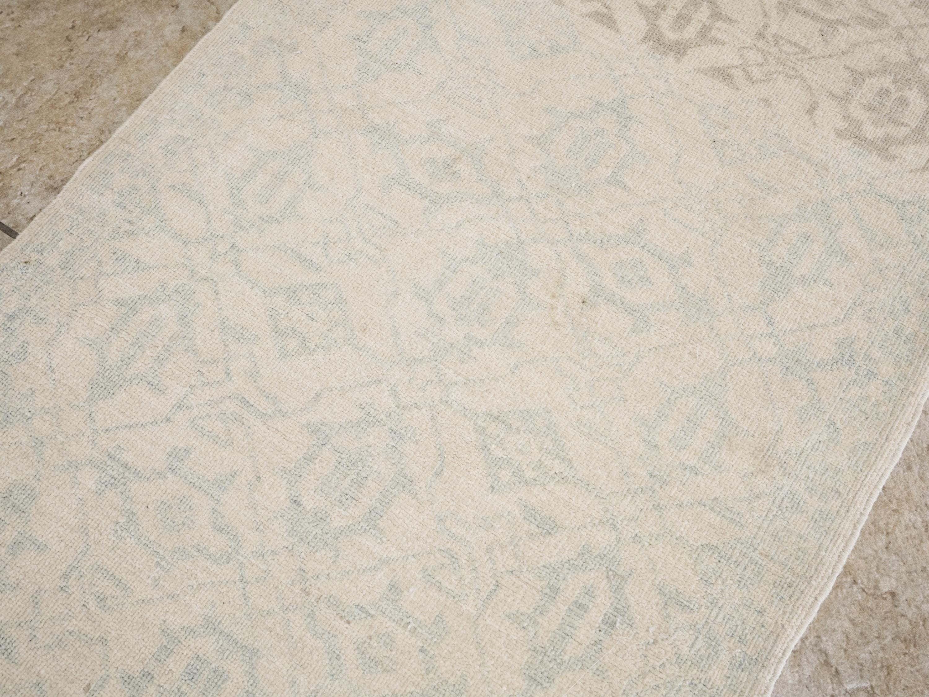 2x6 Ft Hand Knotted Beige Heriz Rug - Afghan Wool Runner