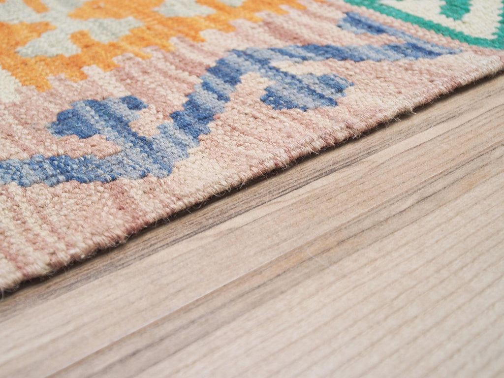 6x8 Ft Green Scandinavian Kilim Rug - Tribal Area Rug