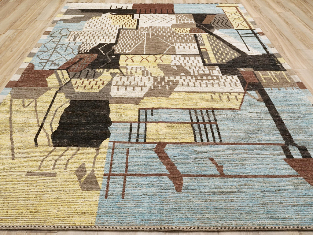 8x10 Ft Moroccan Rug - Afghan Wool Area Rug - Colorful Abstract Design