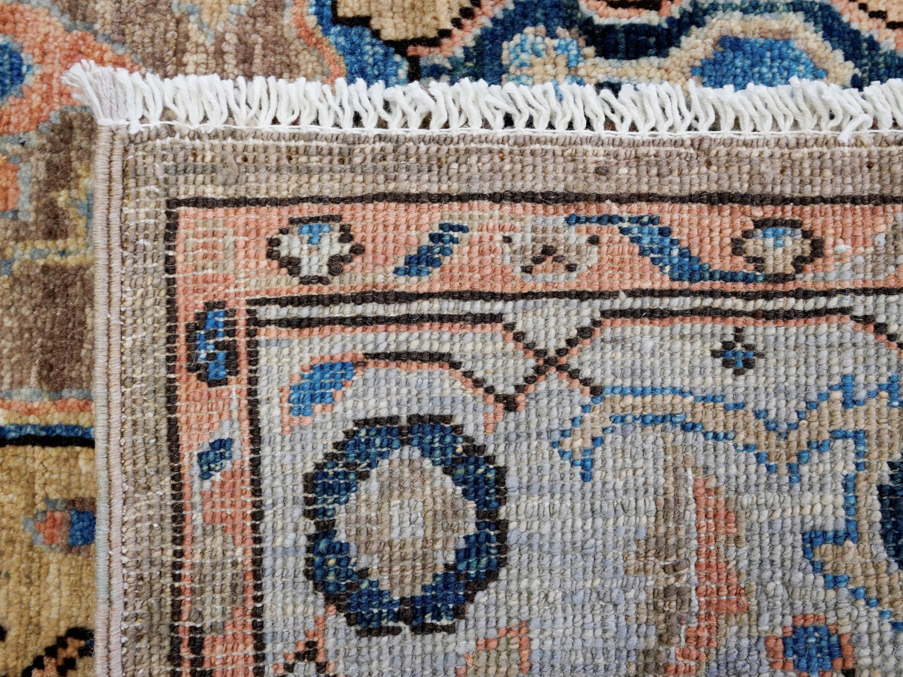 4x6 Ft Blue & Orange Serapi Rug - Hand Knotted Oriental Rug