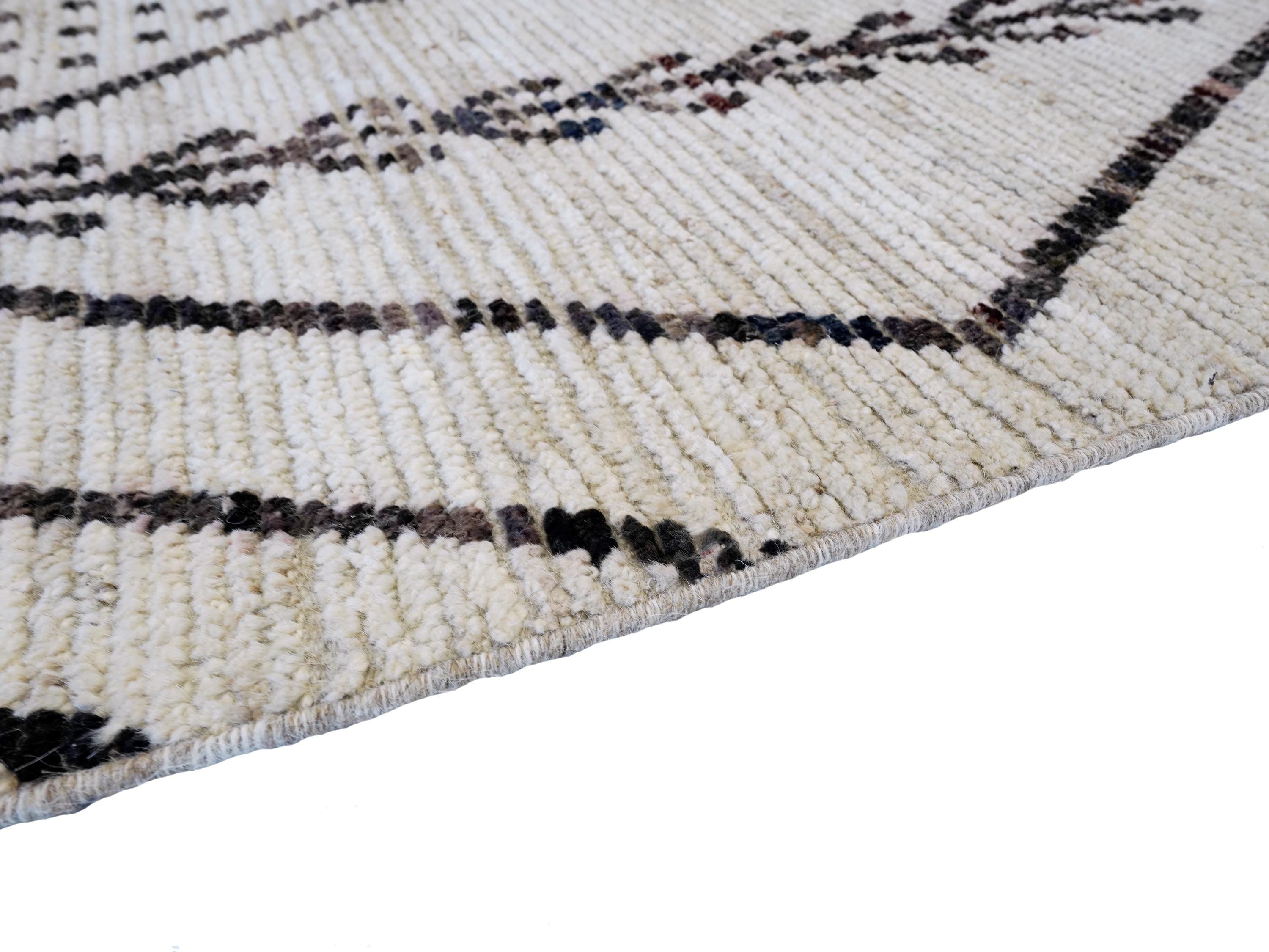 10x14 Ft Beige Moroccan Rug - Afghan Handmade Wool Rug - Contemporary Design