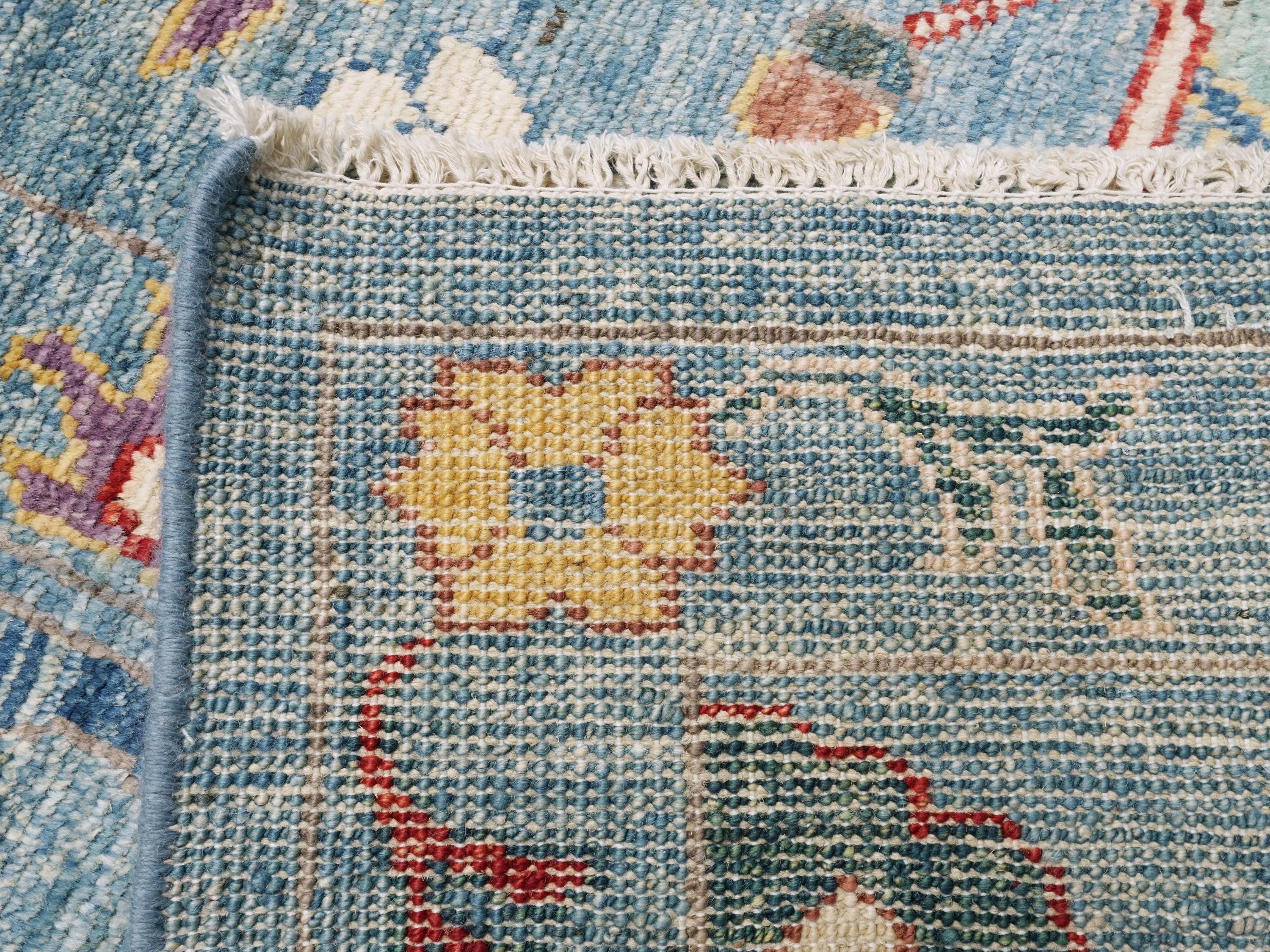 9x12 Ft Light Blue Oushak Rug - Hand Knotted Oriental Rug