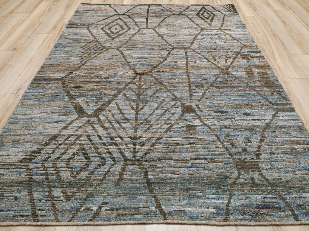 6x9 Ft Blue Moroccan Rug - Afghan Handmade Area Rug