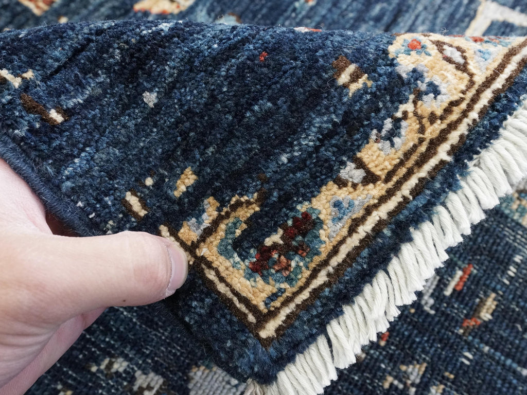 6x9 Ft Blue Serapi Rug - Hand Knotted Afghan Area Rug