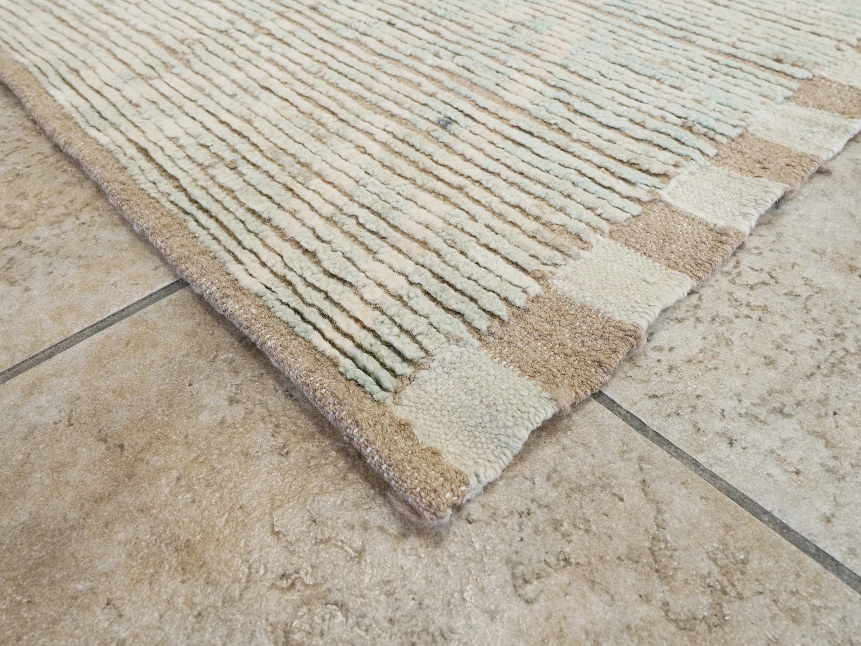 17 Ft Light Blue Moroccan Runner Rug - Hand Knotted Wool Rug