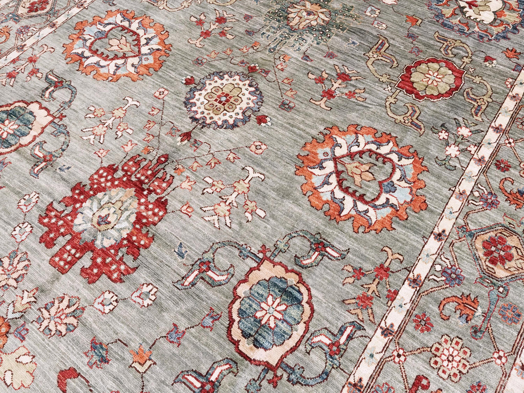 9x12 Ft Gray Serapi Rug - Hand Knotted Afghan Oriental Rug