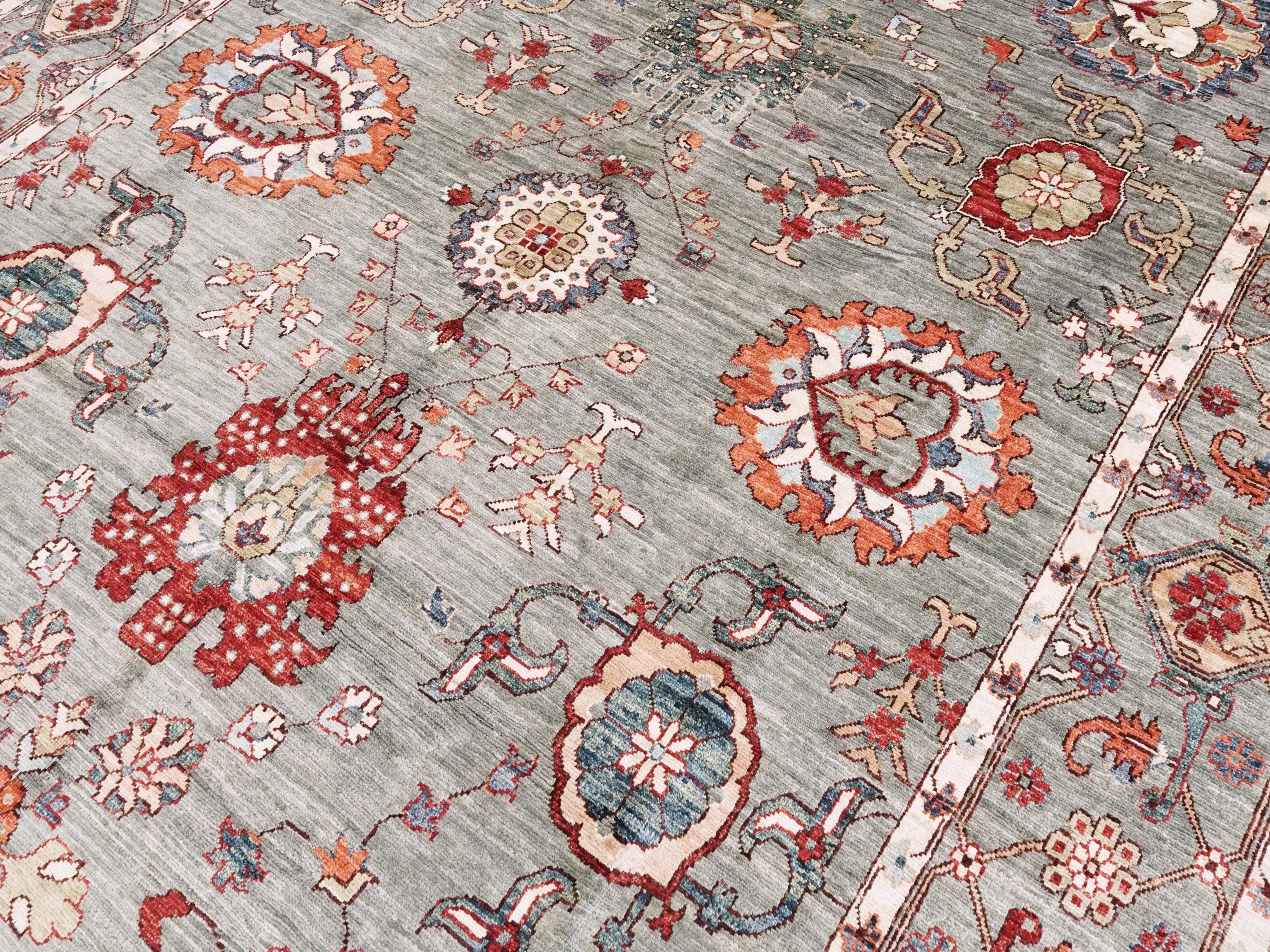 9x12 Ft Gray Serapi Rug - Hand Knotted Afghan Oriental Rug