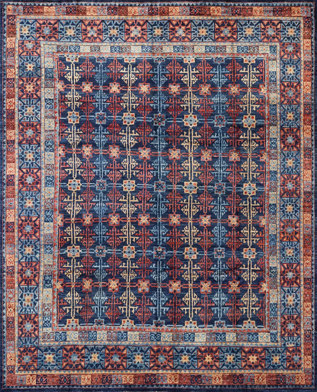 8x10 Ft Blue Heriz Rug - Hand Knotted Oriental Area Rug
