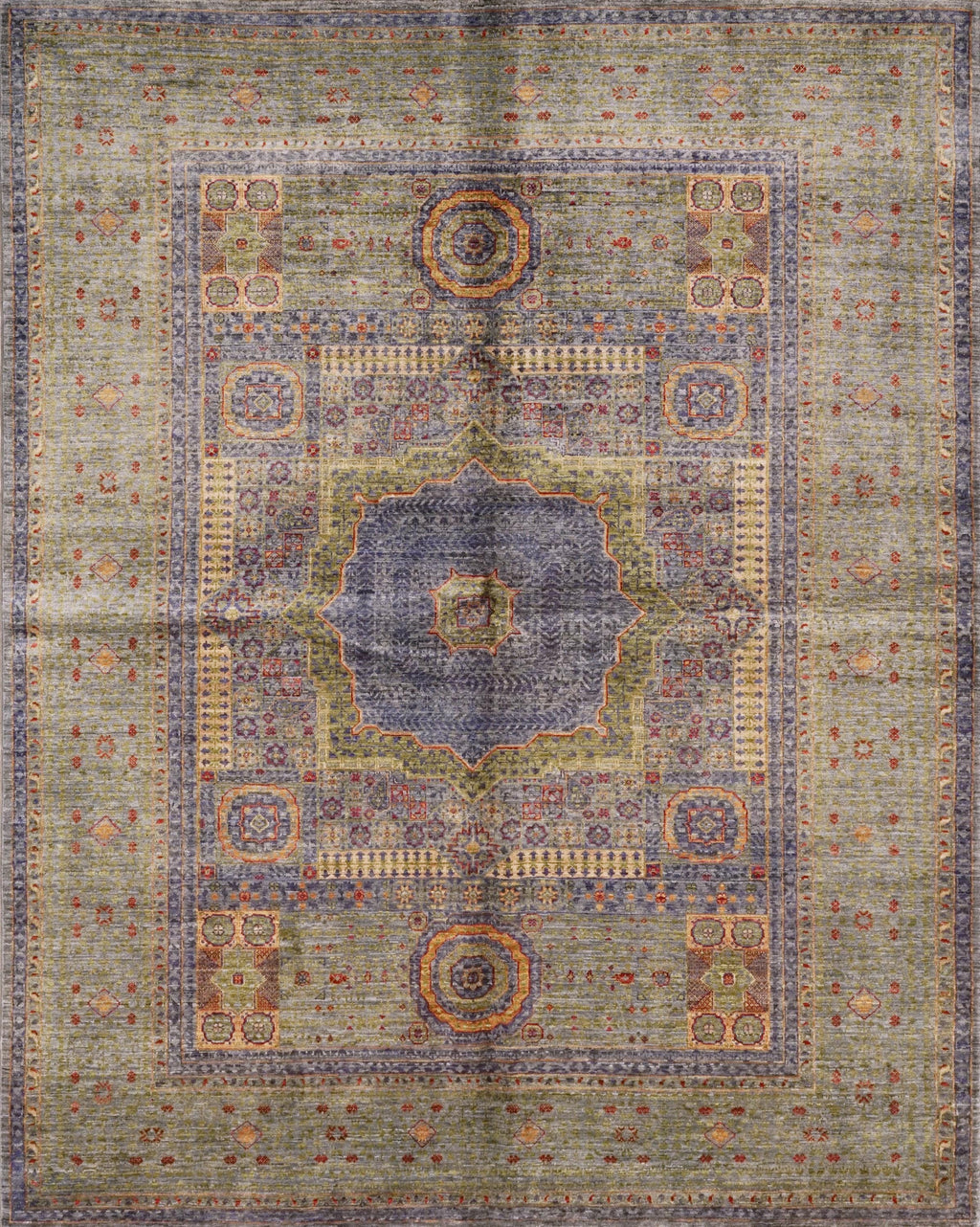 6x8 Ft Light Green Mamluk Rug - Hand Knotted Oriental Rug