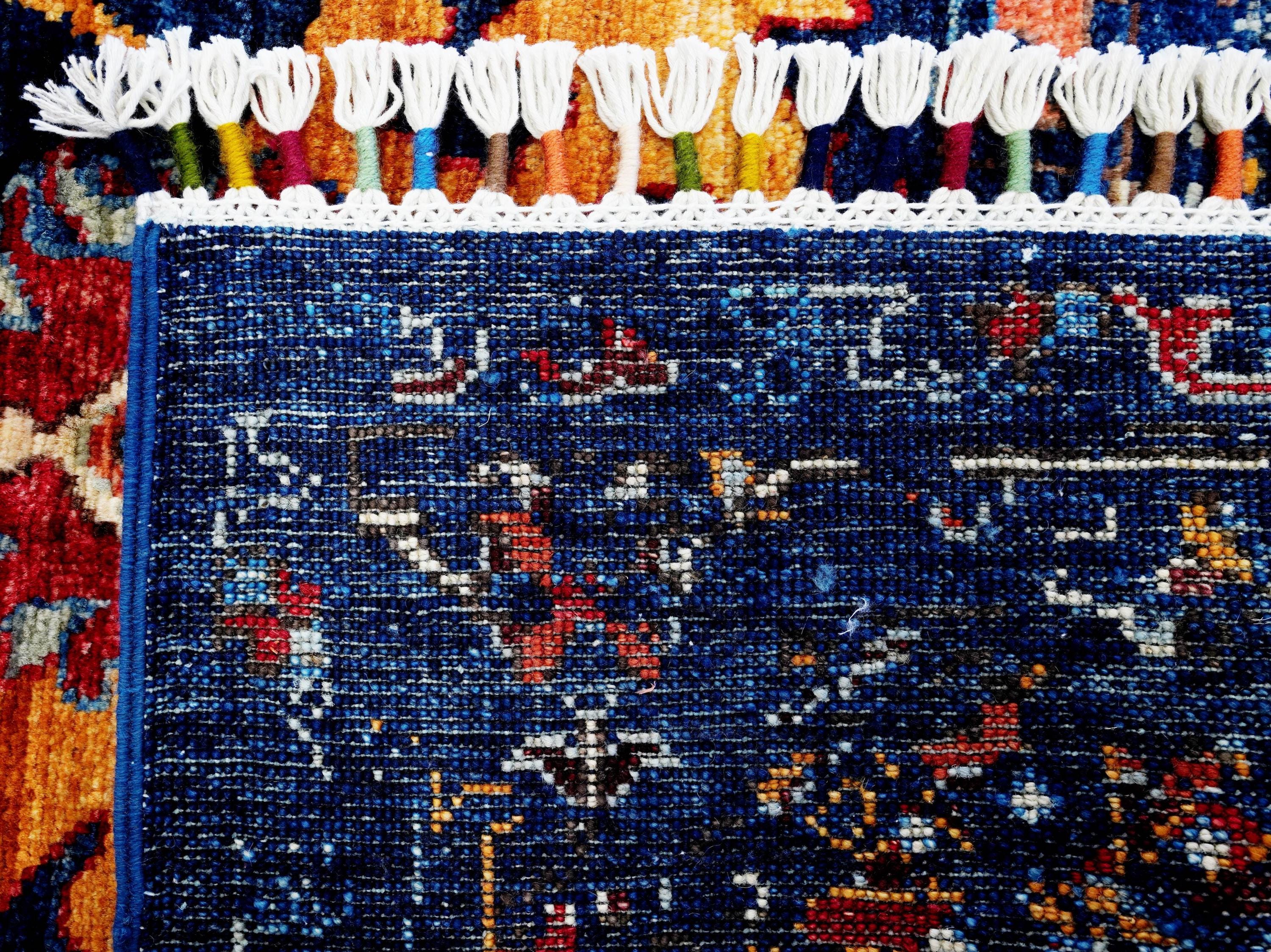 8x10 Ft Dark Blue Bidjar Rug - Hand Knotted Wool Oriental Rug - Broken Design