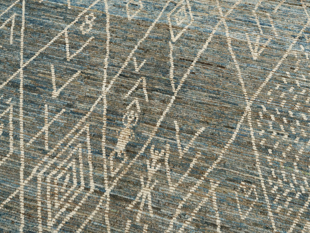 7x7 Ft Blue Moroccan Rug - Afghan Hand Knotted Square Rug