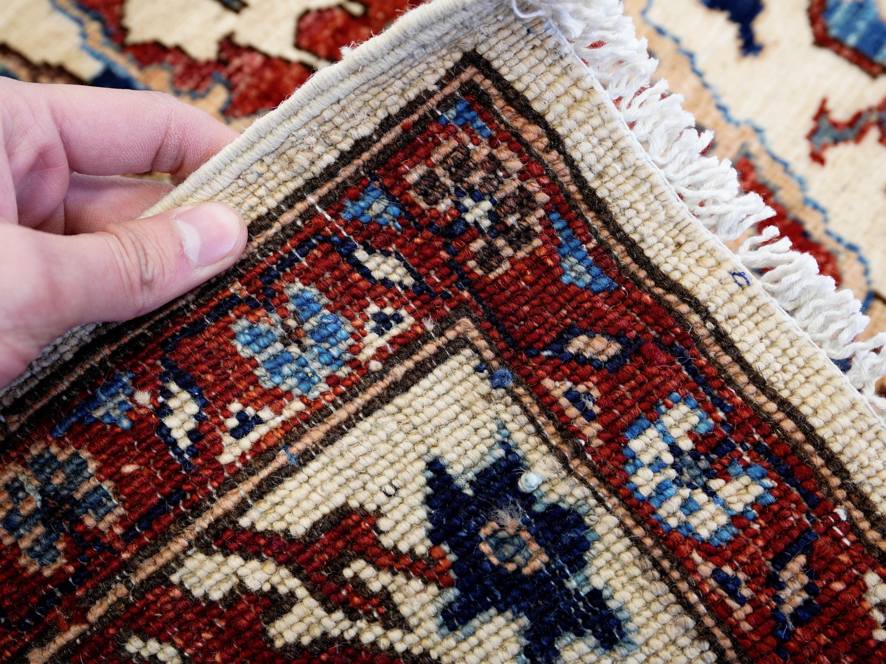 2x3 Ft Hand Knotted Beige Serapi Rug - Ghazni Wool Doormat