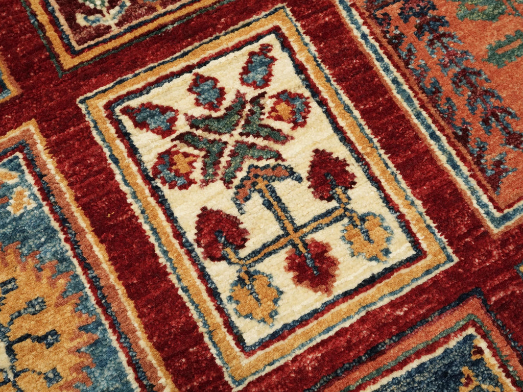 3x5 Ft Red Heriz Rug - Handmade Afghan Area Rug - Garden Design