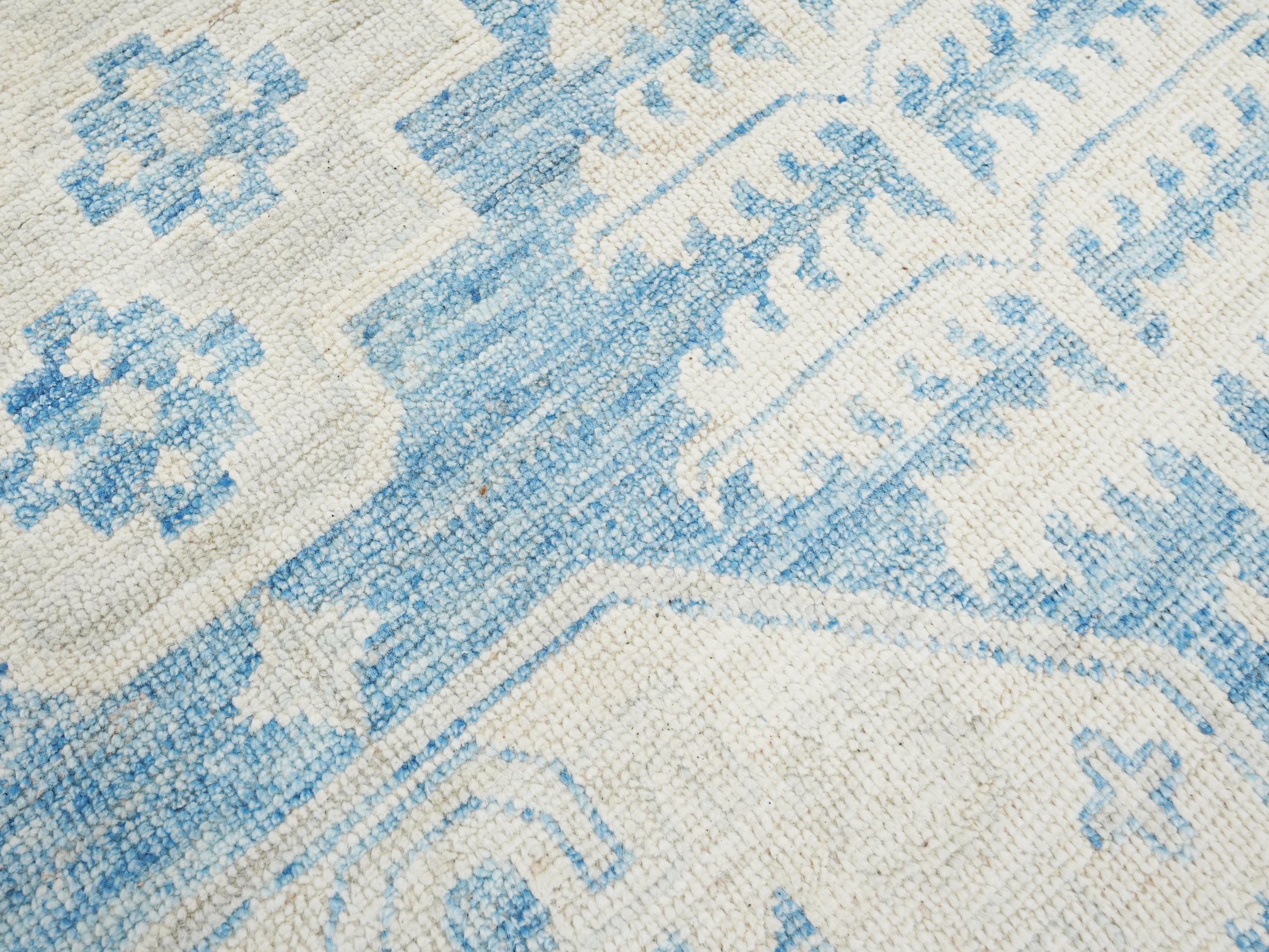 10x14 Ft Muted Blue Ushak Rug - Hand Knotted Wool Area Rug